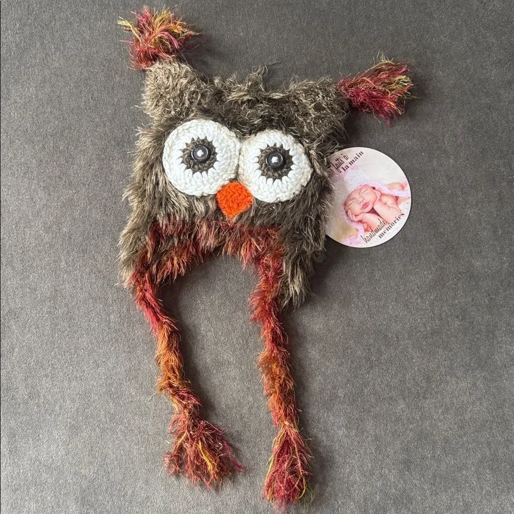 Daisy Baby Unisex Infant Beanie Hat Fisher Brown Owl Photography 0-6 months NWT